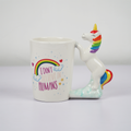 Unicorn Handle Coffee Mug with Rainbow Print | Cute Ceramic Mug for Tea, Coffee & Gifting