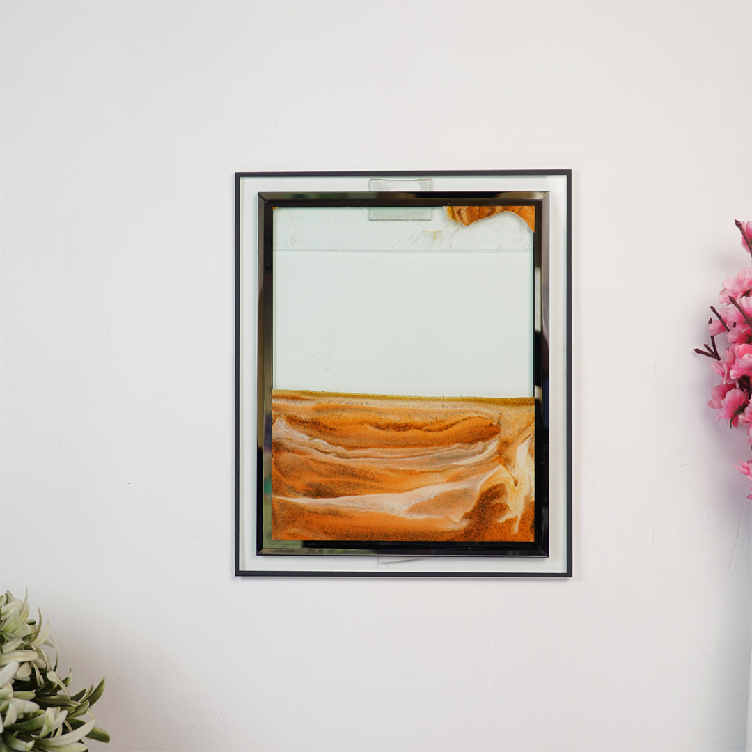 Abstract Sand Art Wall Frame | Modern Glass Wall Décor | Minimal Aesthetic Home & Office Wall Art