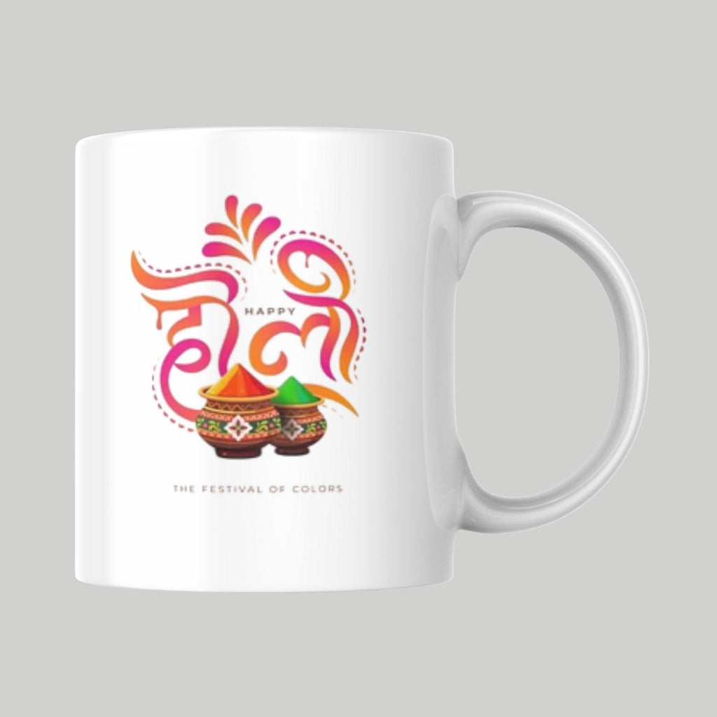 Happy Holi Festival Printed Ceramic Mug – Colorful Holi Design Coffee Cup | Gift for Friends, Family & Office