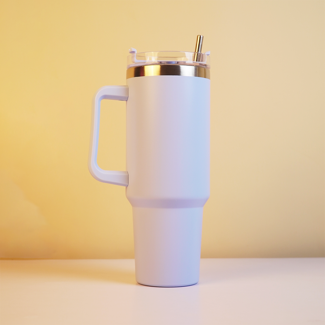 1200ml Stainless Steel Insulated Tumbler with Handle & Straw | Large Capacity Travel Mug | Hot & Cold Vacuum Cup (27cm x 12cm)