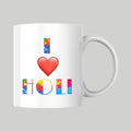 I ❤️ Holi Printed Coffee Mug – Colorful Festival Ceramic Cup for Gifts & Daily Use