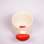 White Ceramic Mug with Red Heart Handle – Minimalist Cute Coffee & Tea Cup