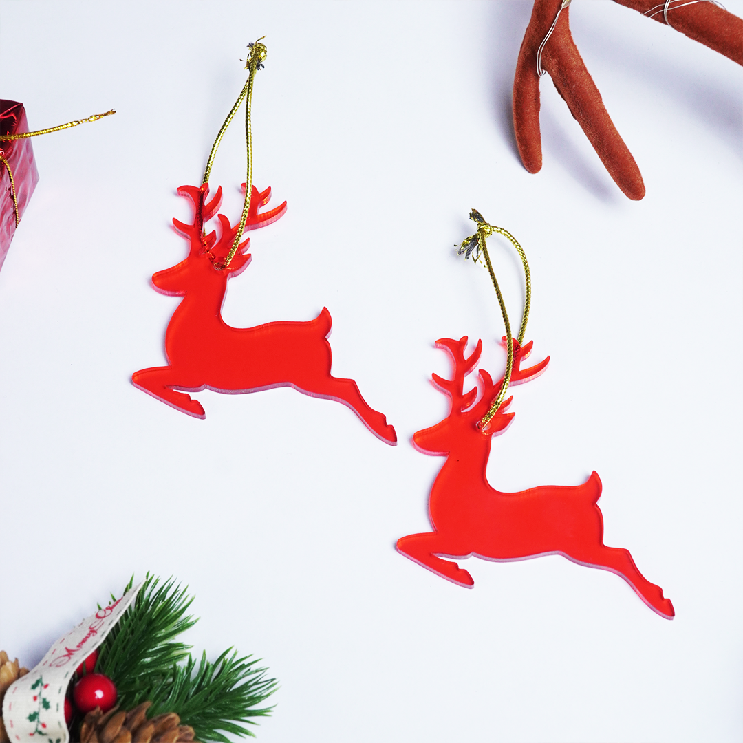 Red Deer designed Christmas Decoration Ornaments- Set of 2