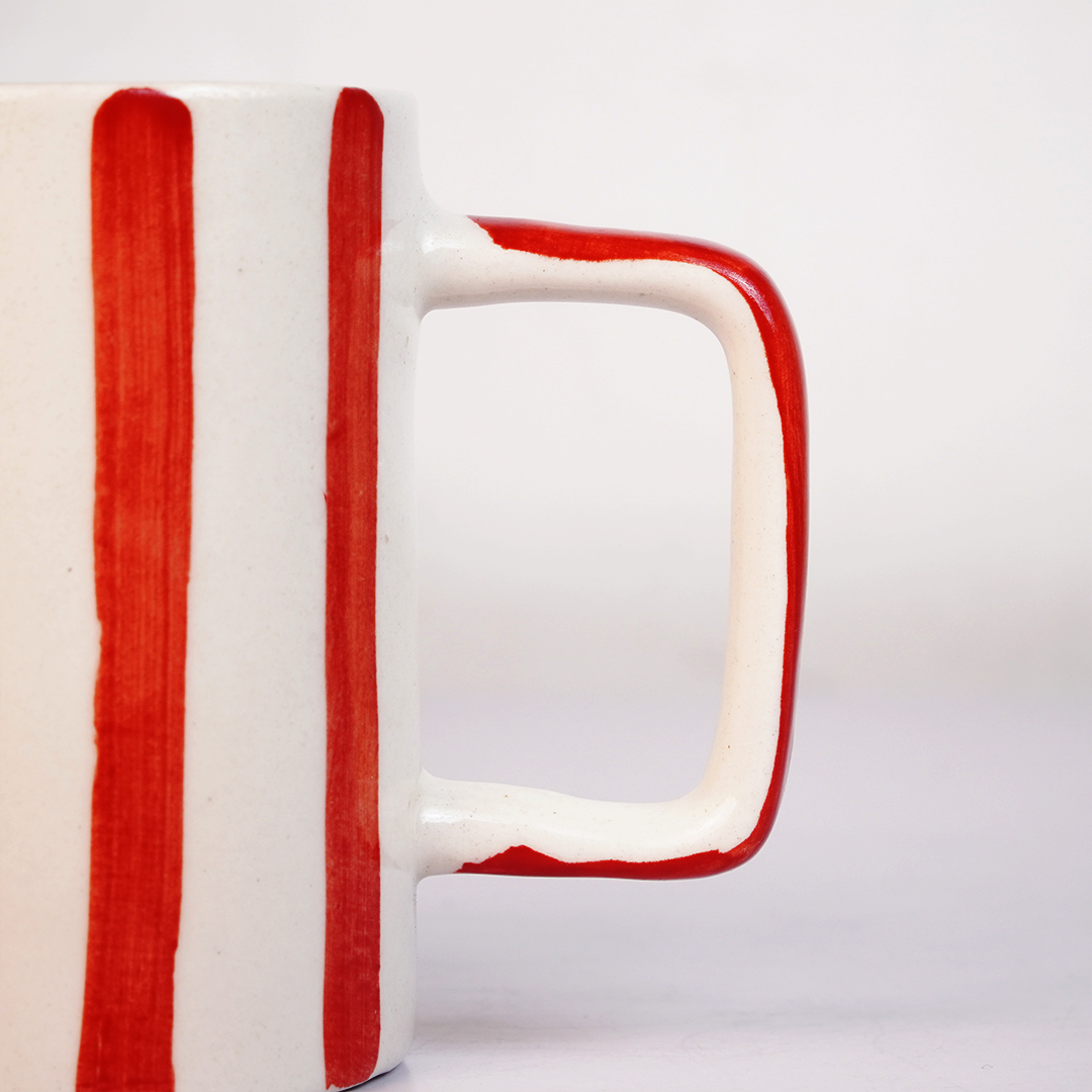 Ceramic Coffee Mug with Red Bow Design,