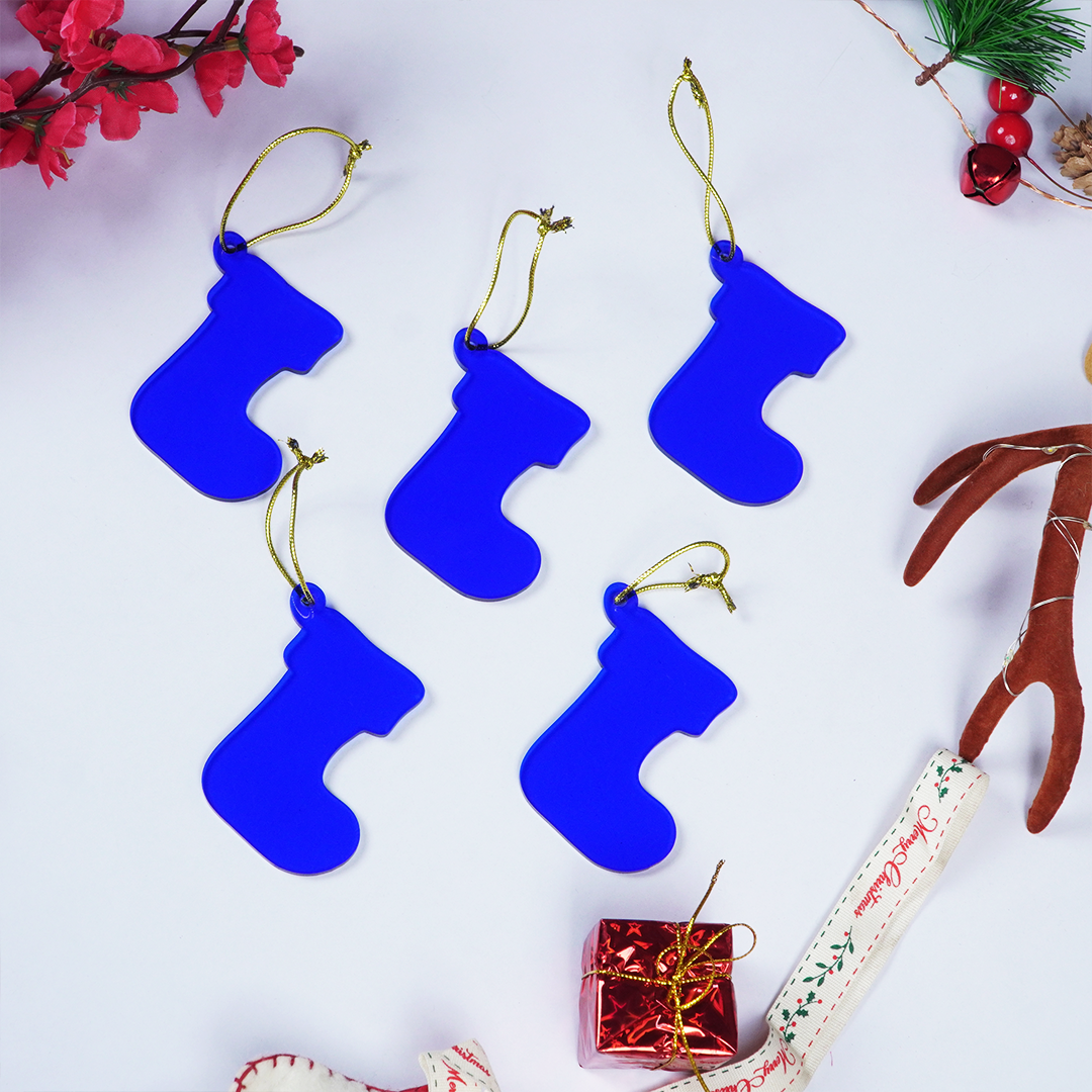 Blue Socks designed Christmas Decoration Ornaments- Set of 2