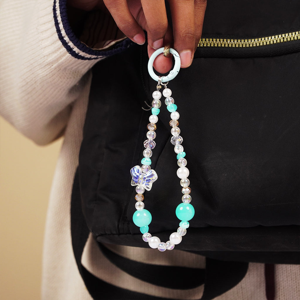 Cute Aesthetic Pearl & Crystal Key Ring