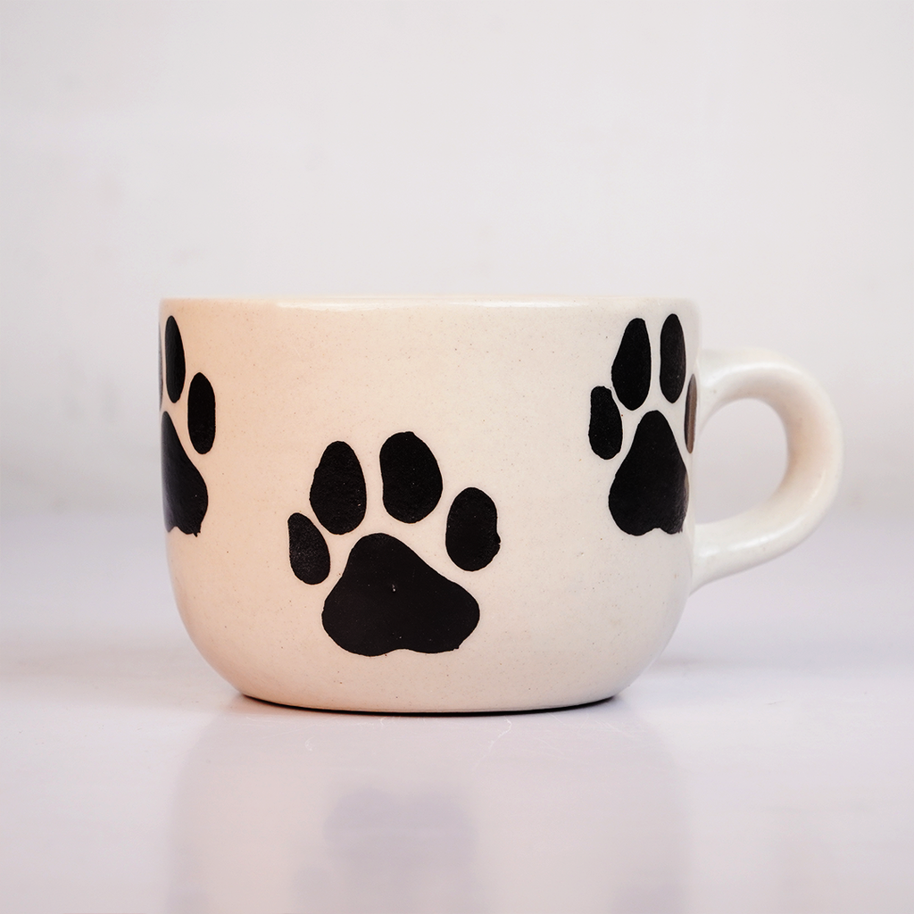 Ceramic Coffee Mug with Paw Print Design,