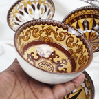 Handcrafted Printed Ceramic Serving Bowls Set | Designer Snack, Dip & Dessert Bowls for Kitchen & Dining