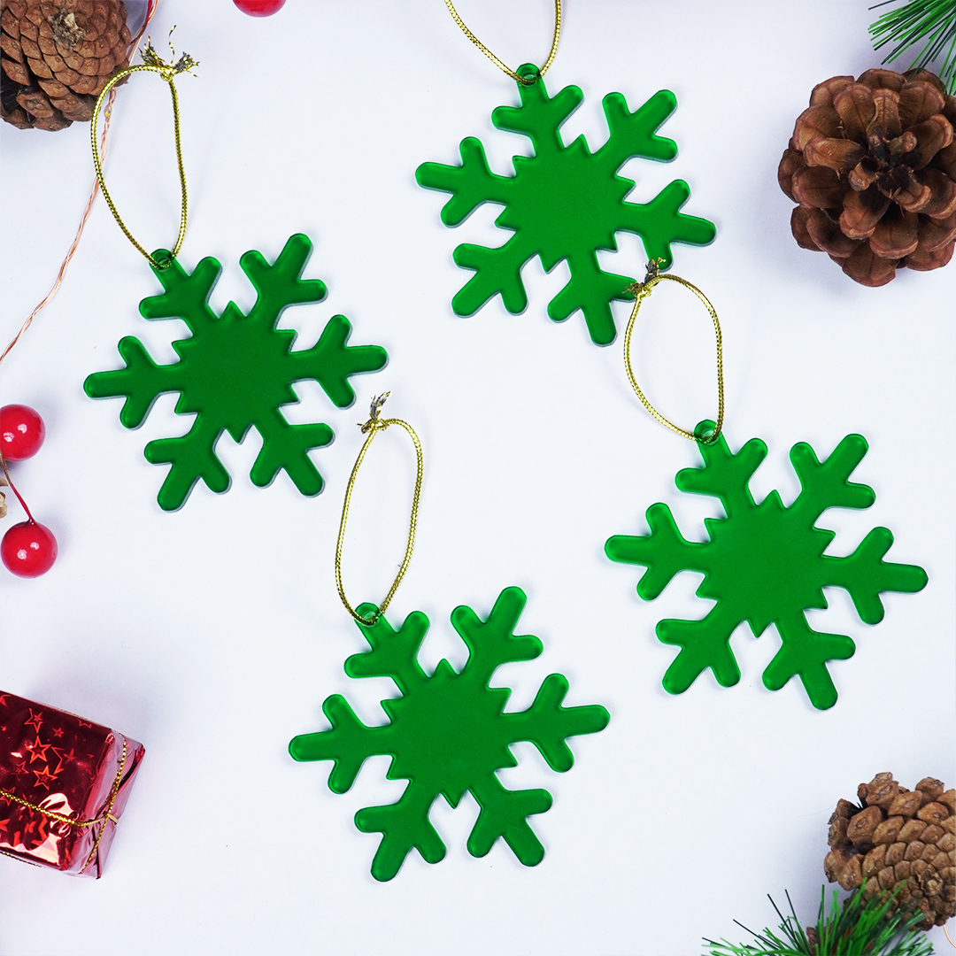 Green Snowflake Christmas Ornaments – Set of 2