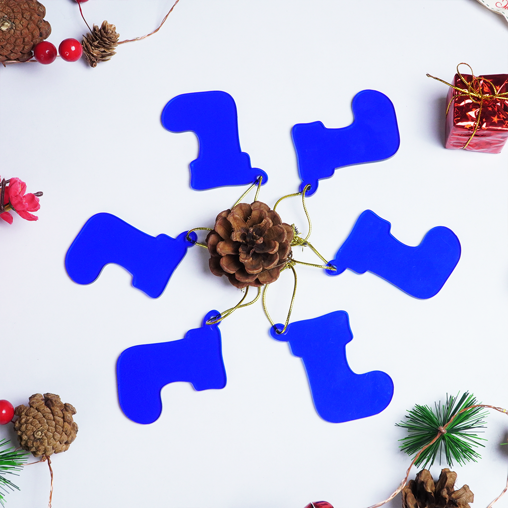 Blue Socks designed Christmas Decoration Ornaments- Set of 2