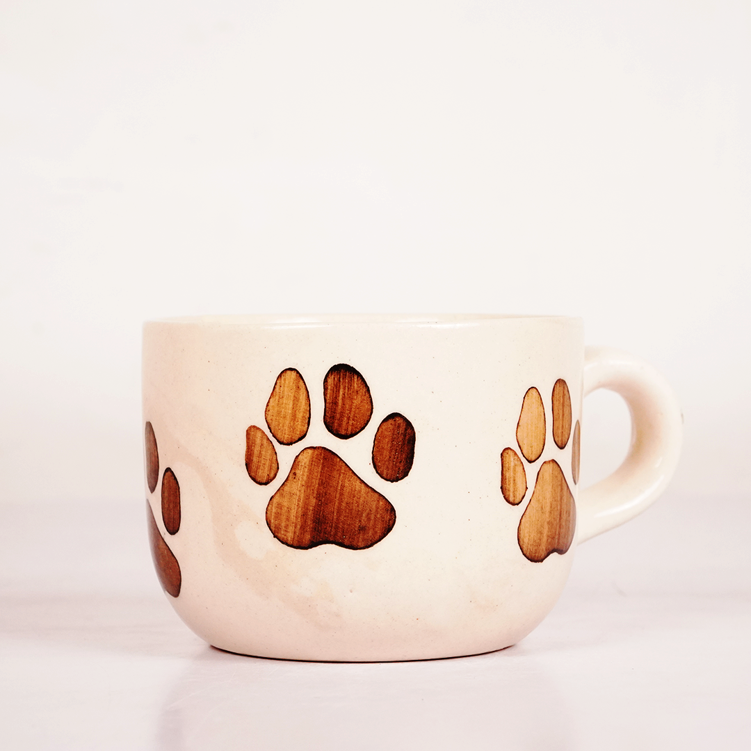 White Ceramic Paw Print Mug – Cute Dog Paw Design Coffee & Tea Cup