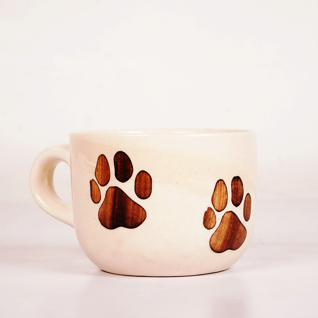 White Ceramic Paw Print Mug – Cute Dog Paw Design Coffee & Tea Cup