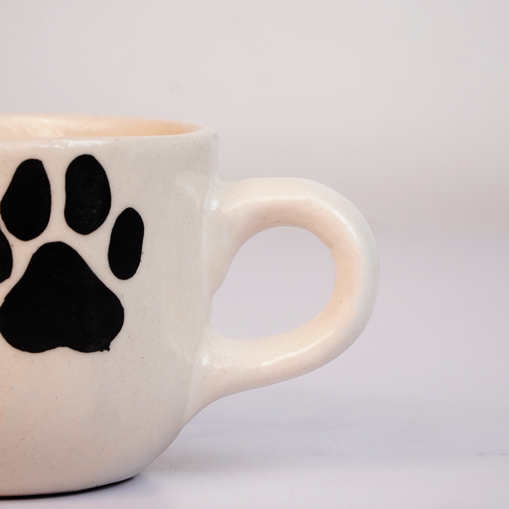 Ceramic Coffee Mug with Paw Print Design,