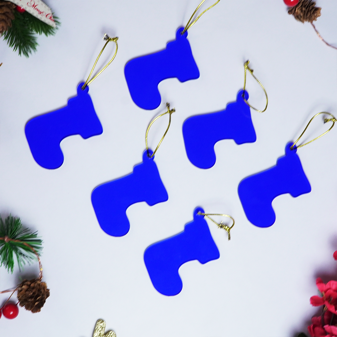 Blue Socks designed Christmas Decoration Ornaments- Set of 2