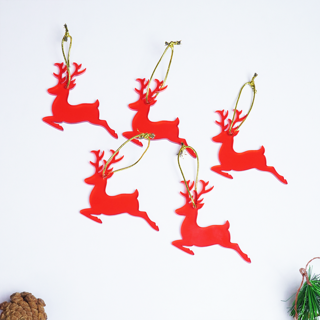 Red Deer designed Christmas Decoration Ornaments- Set of 2