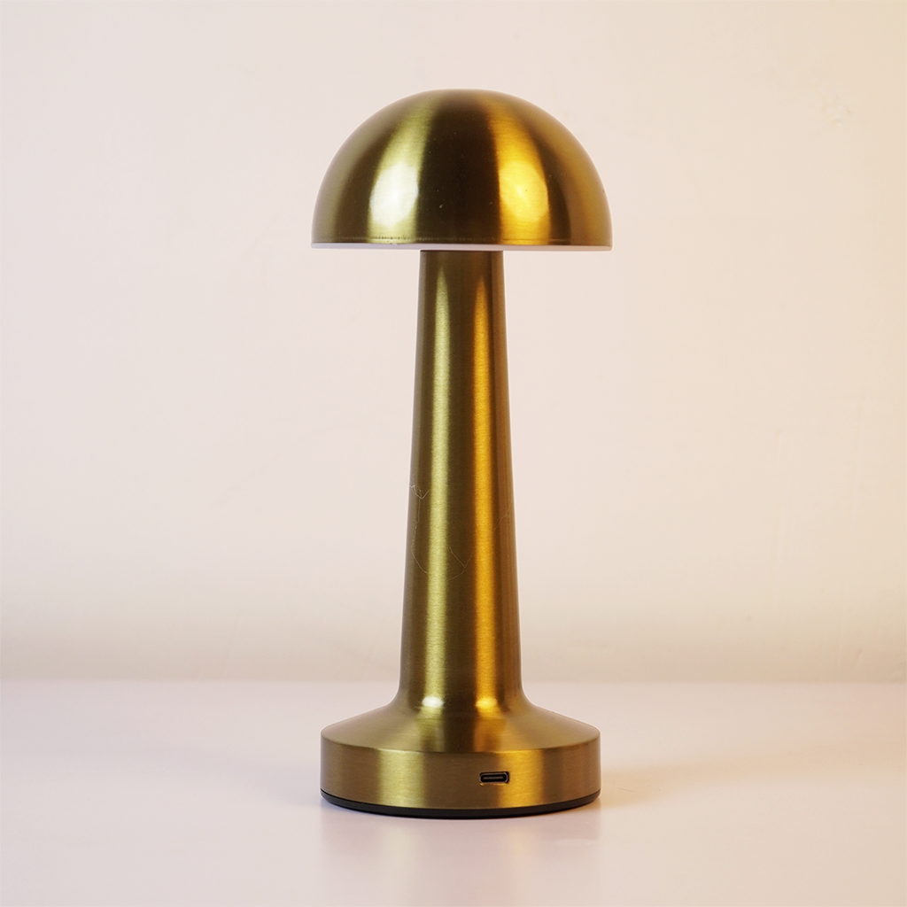 Modern Gold Mushroom Table Lamp | Rechargeable LED Touch Night Lamp