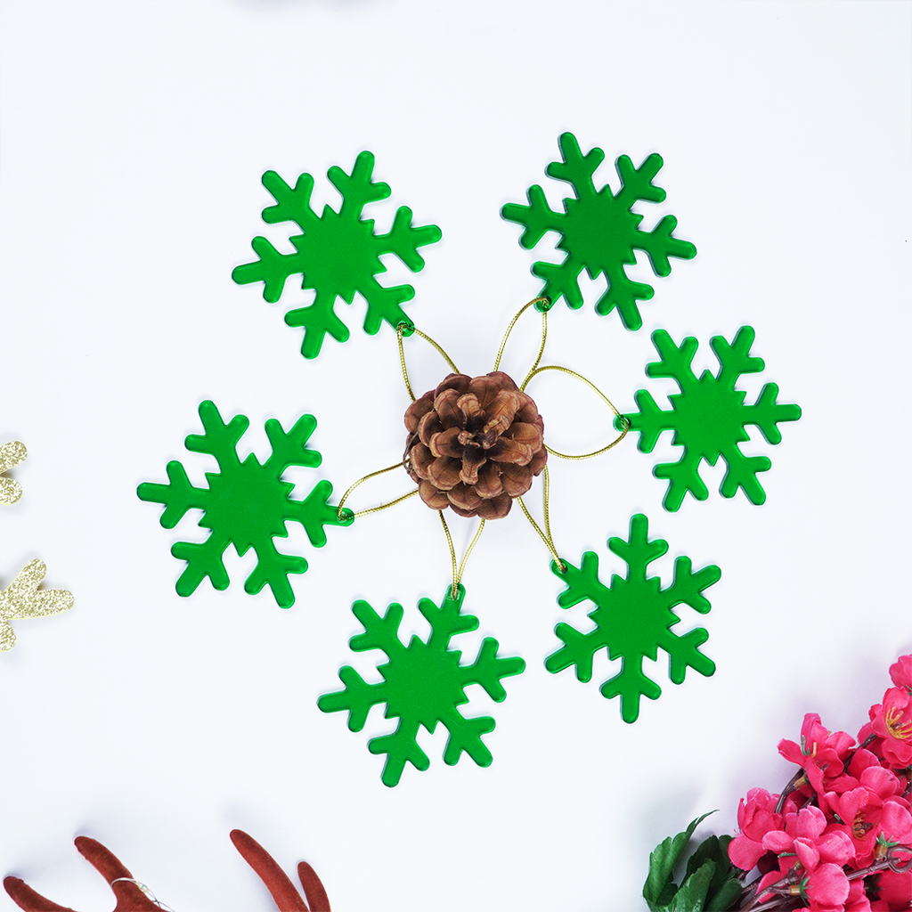 Green Snowflake Christmas Ornaments – Set of 2