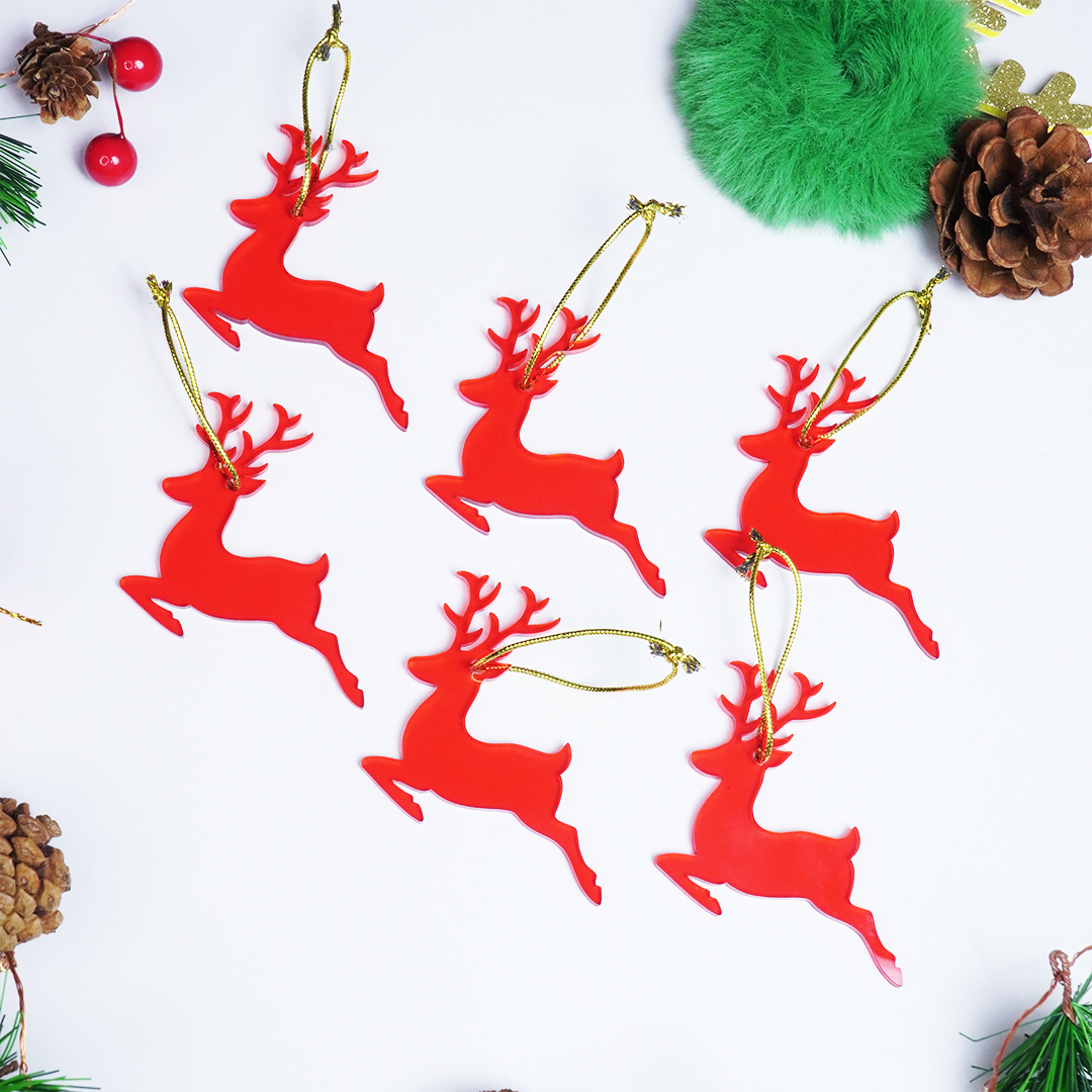 Red Deer designed Christmas Decoration Ornaments- Set of 2
