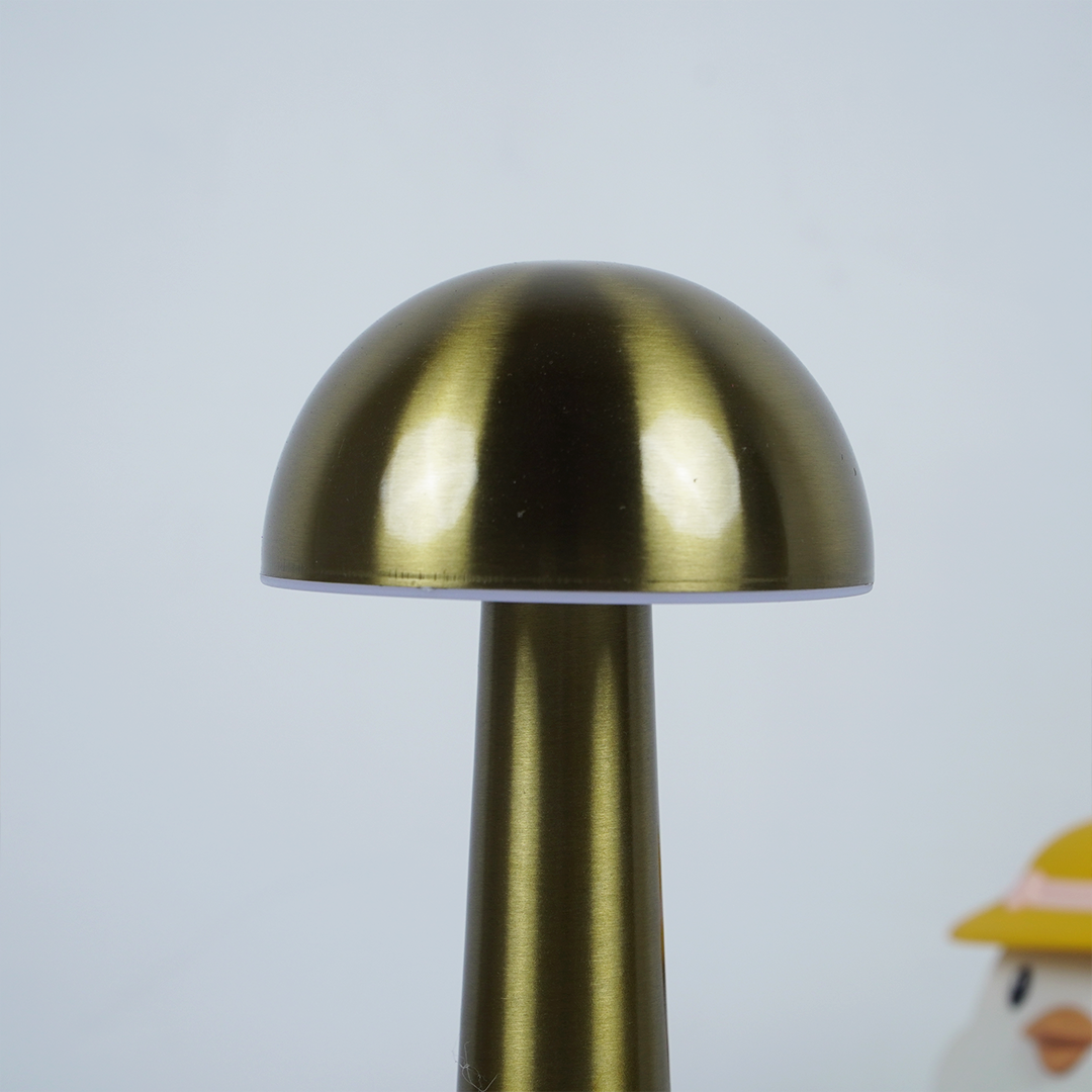 Modern Gold Mushroom Table Lamp | Rechargeable LED Touch Night Lamp for Bedroom, Living Room & Home Décor