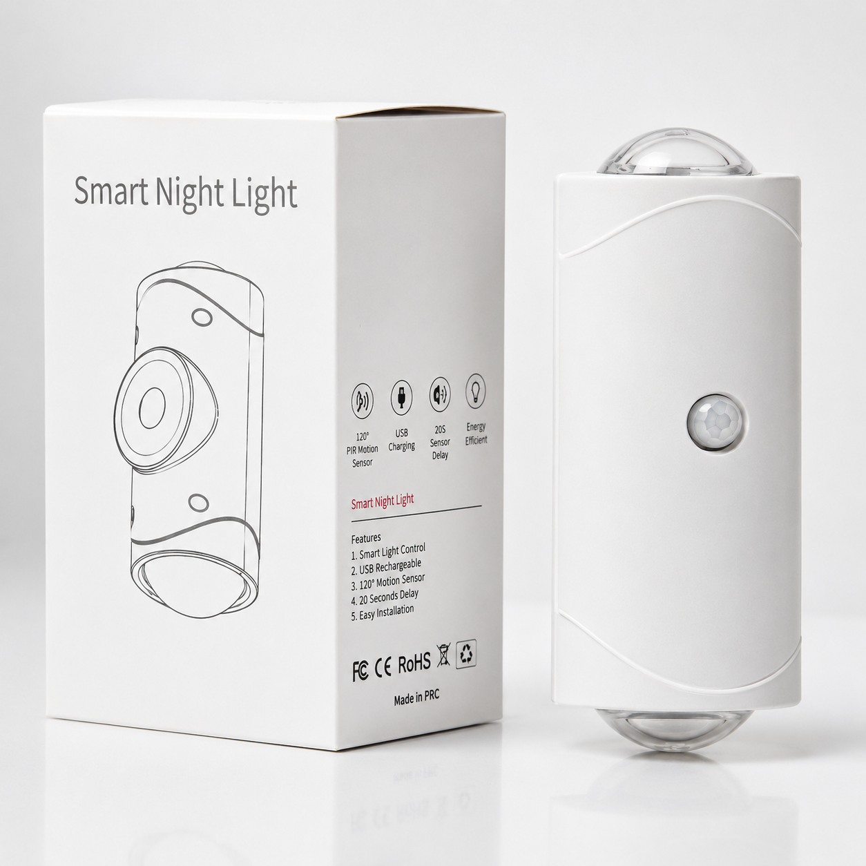 Smart Motion Sensor Night Light with 110° Wide Angle
