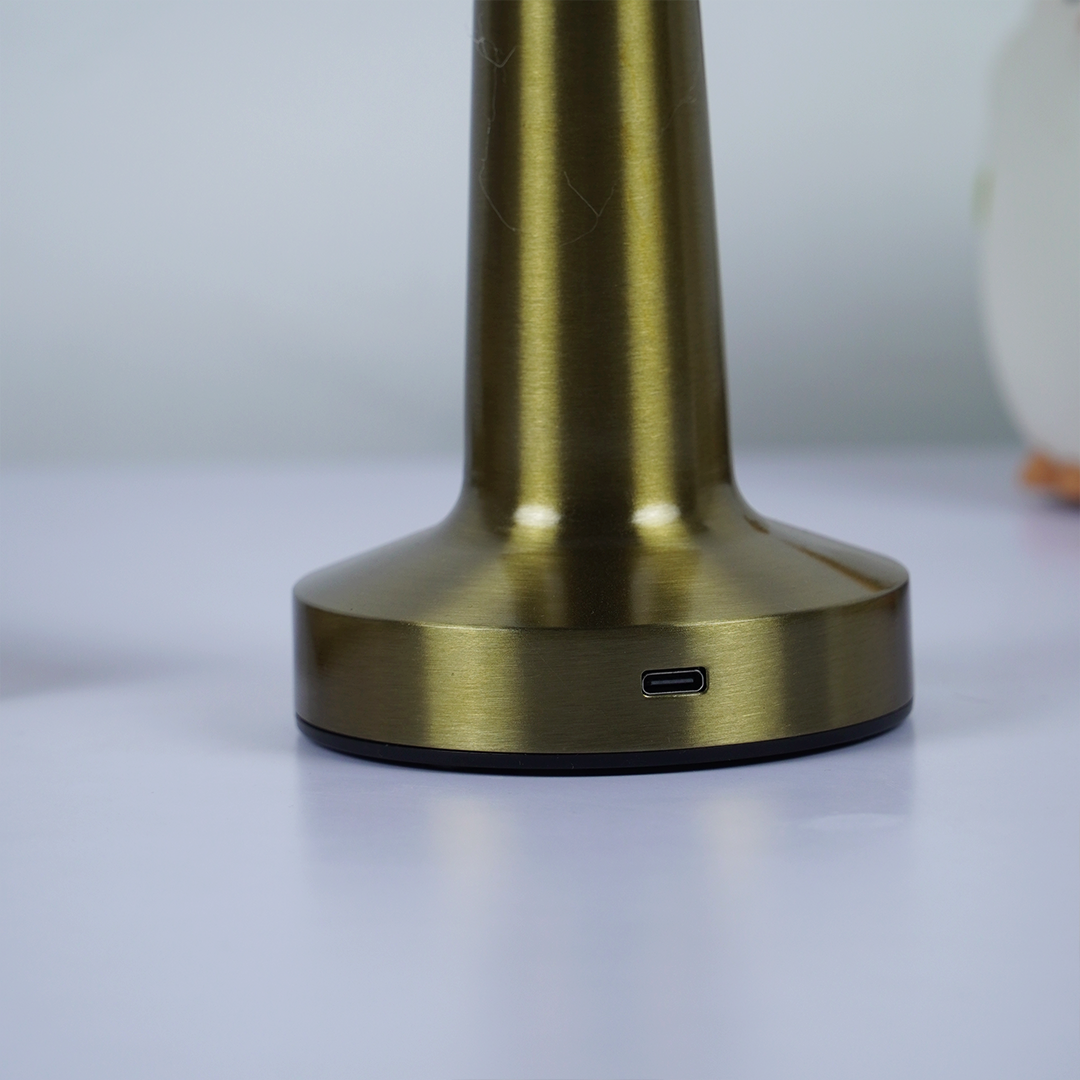 Modern Gold Mushroom Table Lamp | Rechargeable LED Touch Night Lamp for Bedroom, Living Room & Home Décor