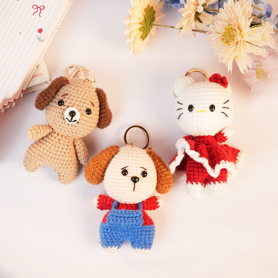 Handmade Crochet Puppy Keychain | Cute Plush Charm