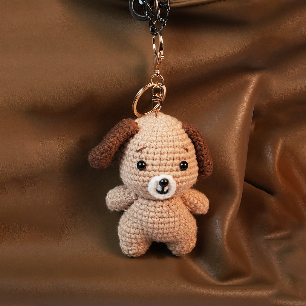 Handmade Crochet Puppy Keychain | Cute Plush Charm