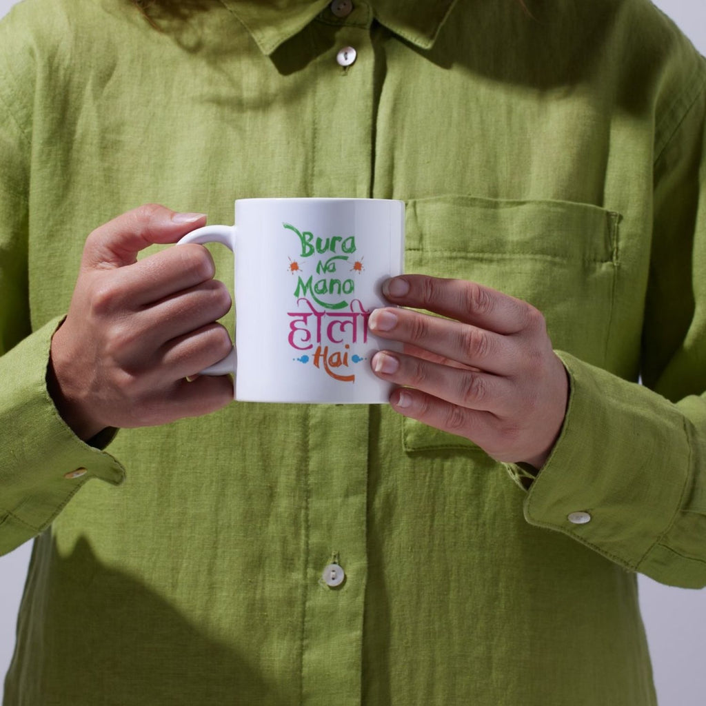 Bura Na Mano Holi Hai Printed Ceramic Mug | Colorful Holi Festival Coffee Cup | Gift for Friends & Family