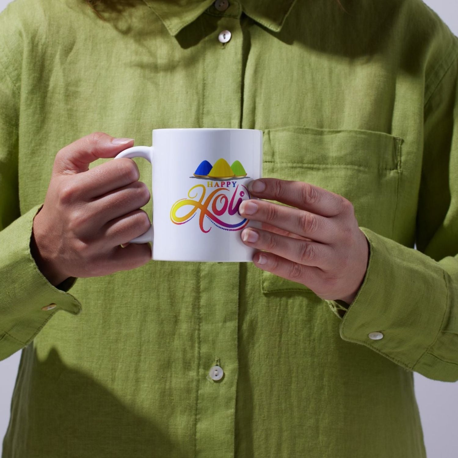 Happy Holi Printed Ceramic Mug – Colorful Festival Design Coffee & Tea Cup | Perfect Holi Gift for Friends, Family & Office