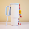 800ml Insulated Travel Tumbler with Handle, Straw & Carry Strap | Stainless Steel Reusable Drinking Cup