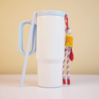 800ml Insulated Travel Tumbler with Handle, Straw & Carry Strap | Stainless Steel Reusable Drinking Cup