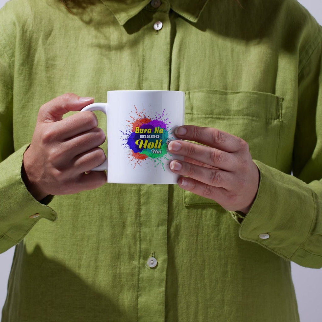 Bura Na Mano Holi Hai Printed Ceramic Mug – Colorful Holi Festival Gift Cup