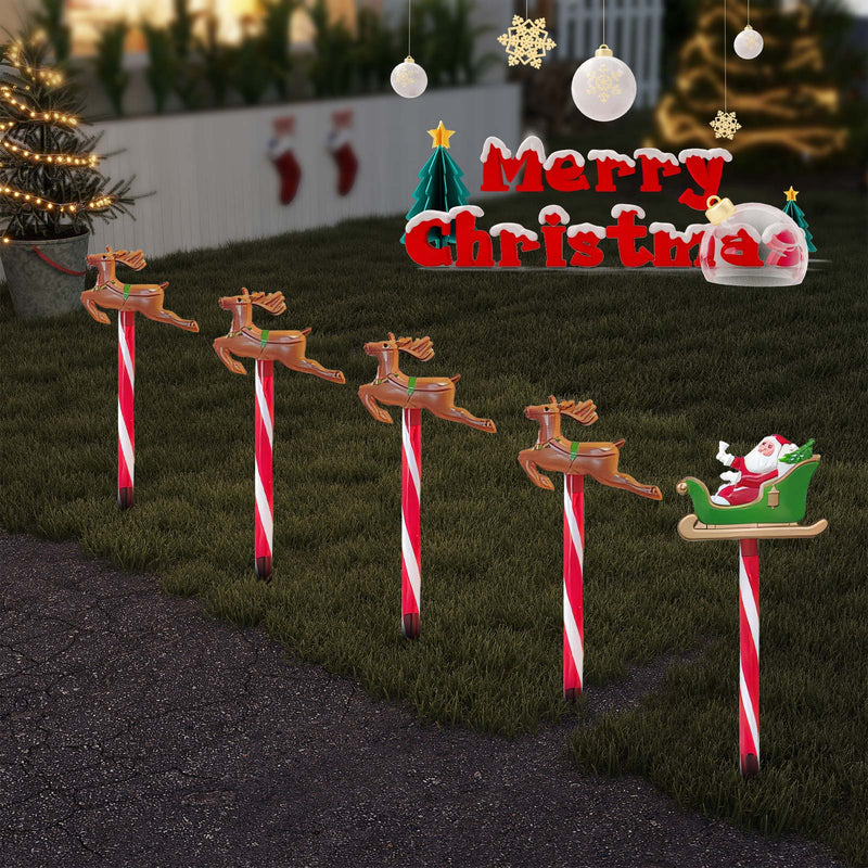 Solar Christmas Santa and Deer Light