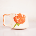 White Ceramic Rose Tea Cup & Saucer Set – Pink Floral Coffee Cup with Flower-Shaped Saucer