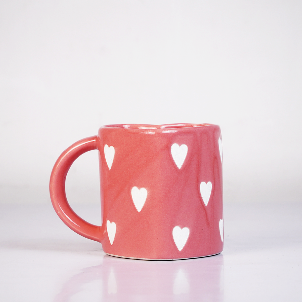 Pink Heart Ceramic Coffee Mug – Cute Valentines & Gift Tea Cup