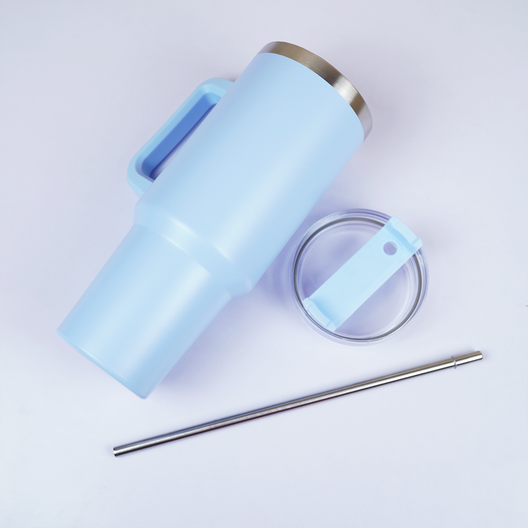 1200ml Stainless Steel Insulated Tumbler with Handle & Straw | Large Capacity Travel Mug | Hot & Cold Vacuum Cup (27cm x 12cm)