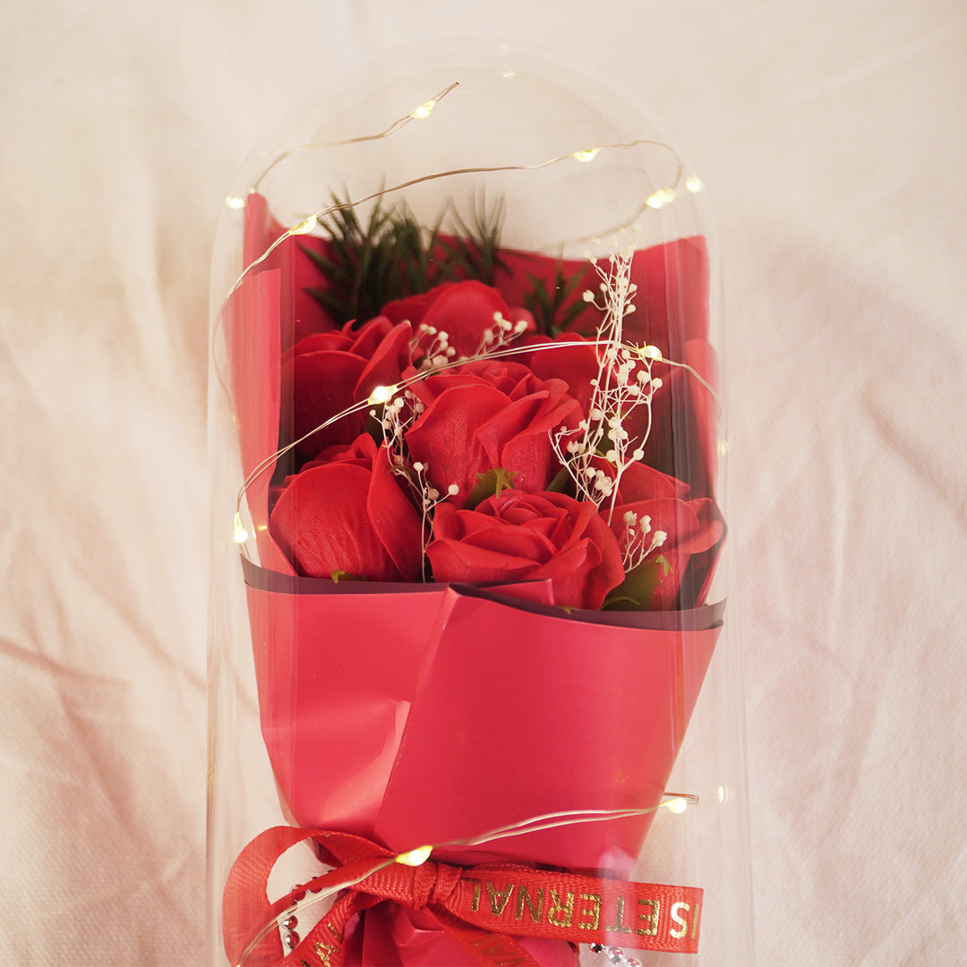 Forever Rose in Glass Dome Lamp