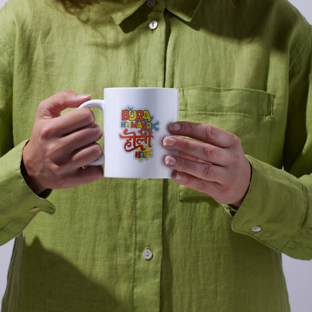 Bura Na Mano Holi Hai Printed Ceramic Mug | Colorful Holi Festival Coffee & Tea Cup | Gift for Friends, Family & Office