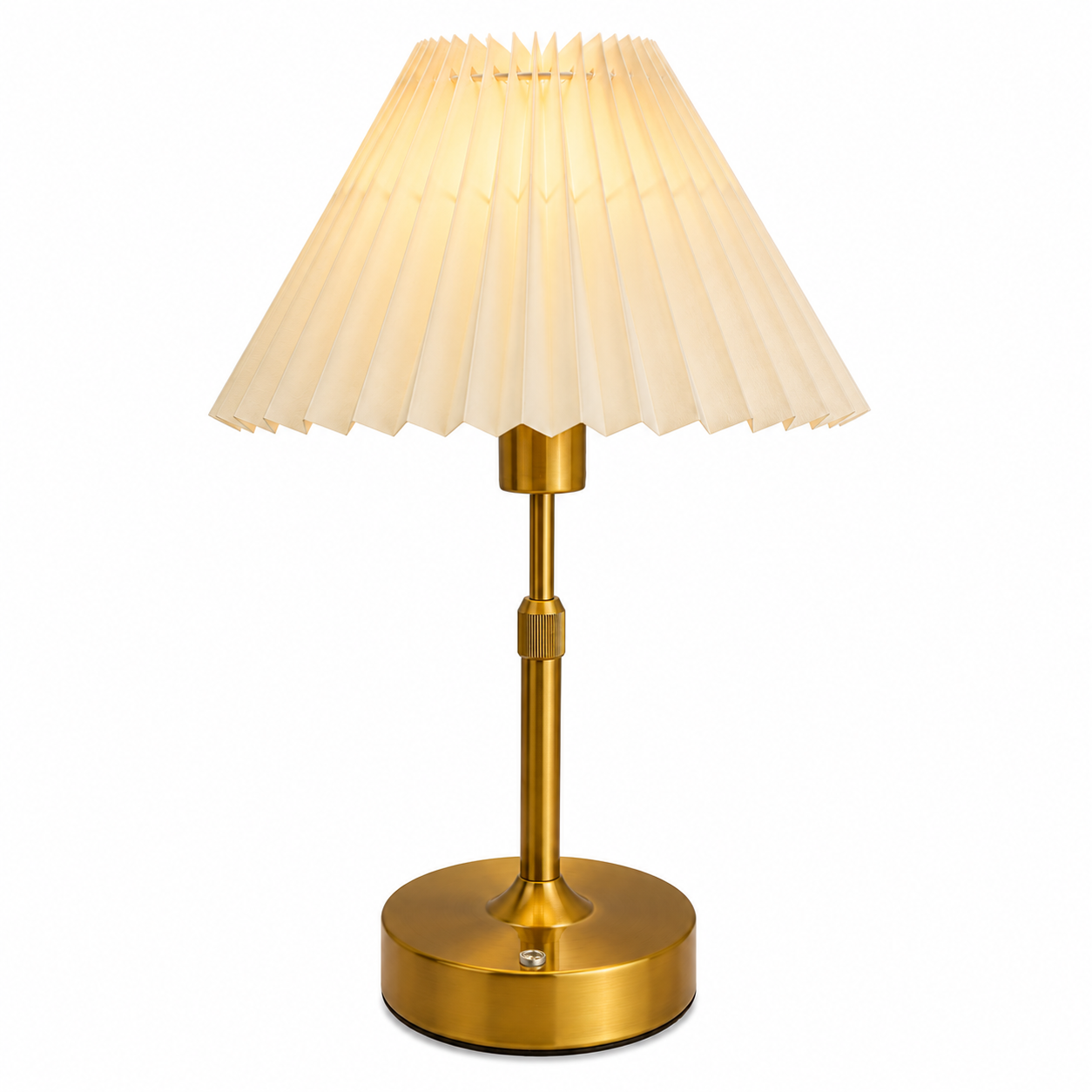 Modern Gold Table Lamp with Pleated Shade – Elegant Bedside