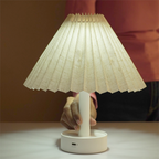 Minimalist Warm Glow Table Lamp with Pleated Fabric Shade