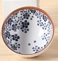 Blue & White Ceramic Bowl Set of Floral Pattern Serving & Snack Bowls