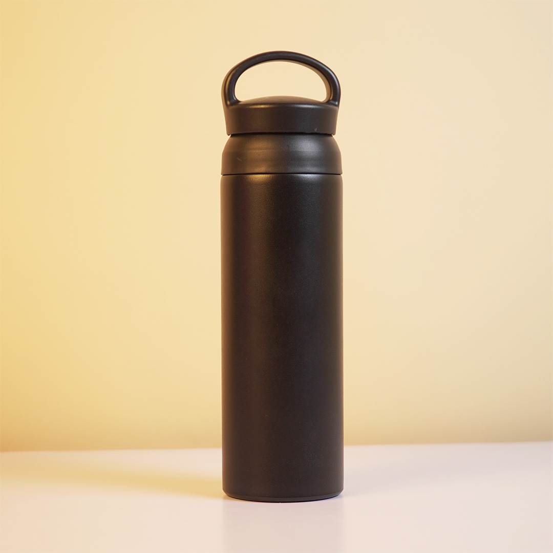Premium Matte Black Leak-Proof Water Bottle with Carry Handle | Reusable Travel & Gym Bottle