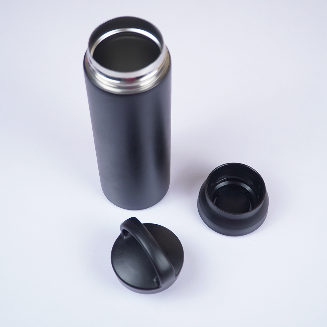 Premium Matte Black Leak-Proof Water Bottle with Carry Handle | Reusable Travel & Gym Bottle