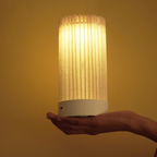 Minimalist Warm Glow Table Lamp with Pleated Fabric Shade