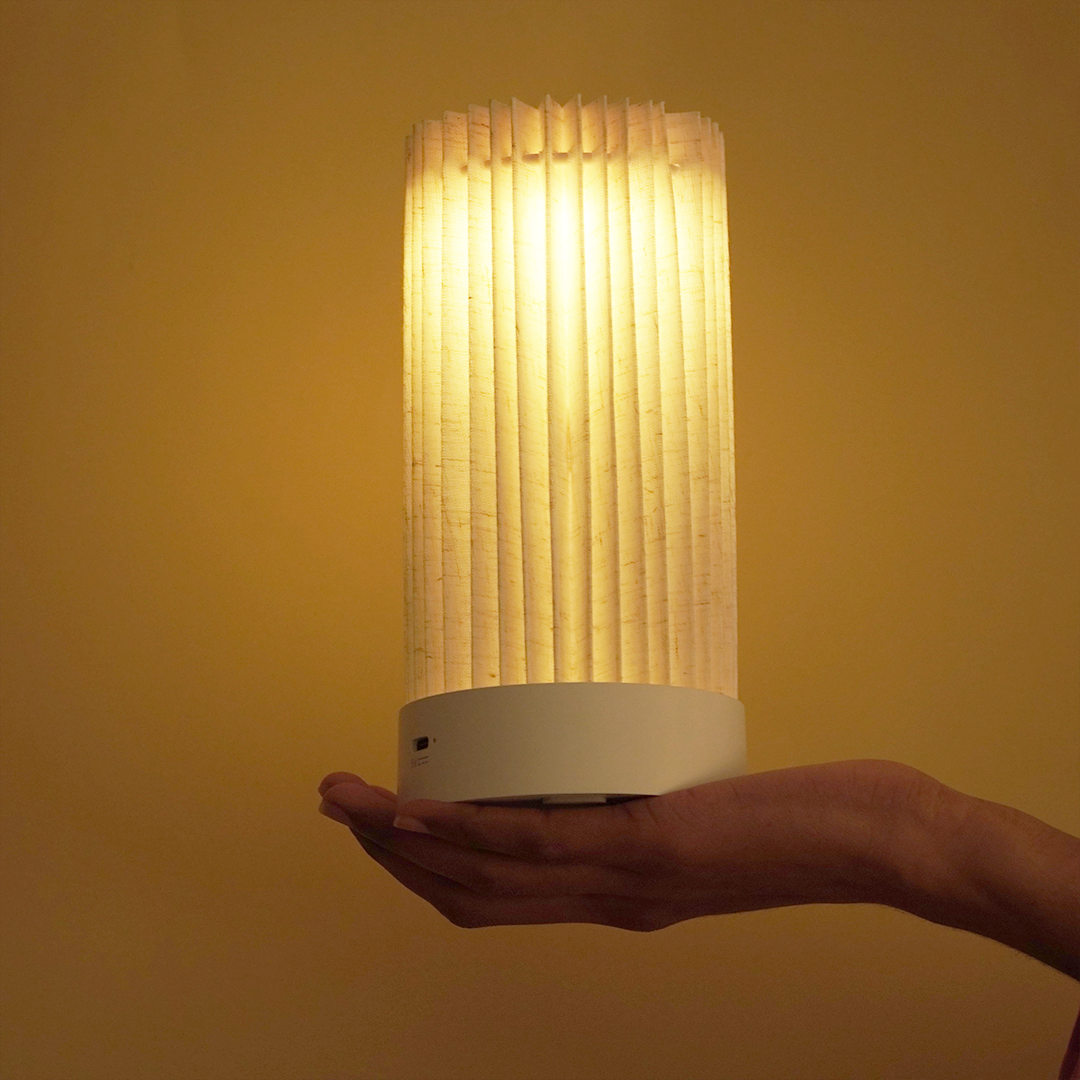 Minimalist Warm Glow Table Lamp with Pleated Fabric Shade – Soft Ambient Night Lamp for Bedroom & Living Room