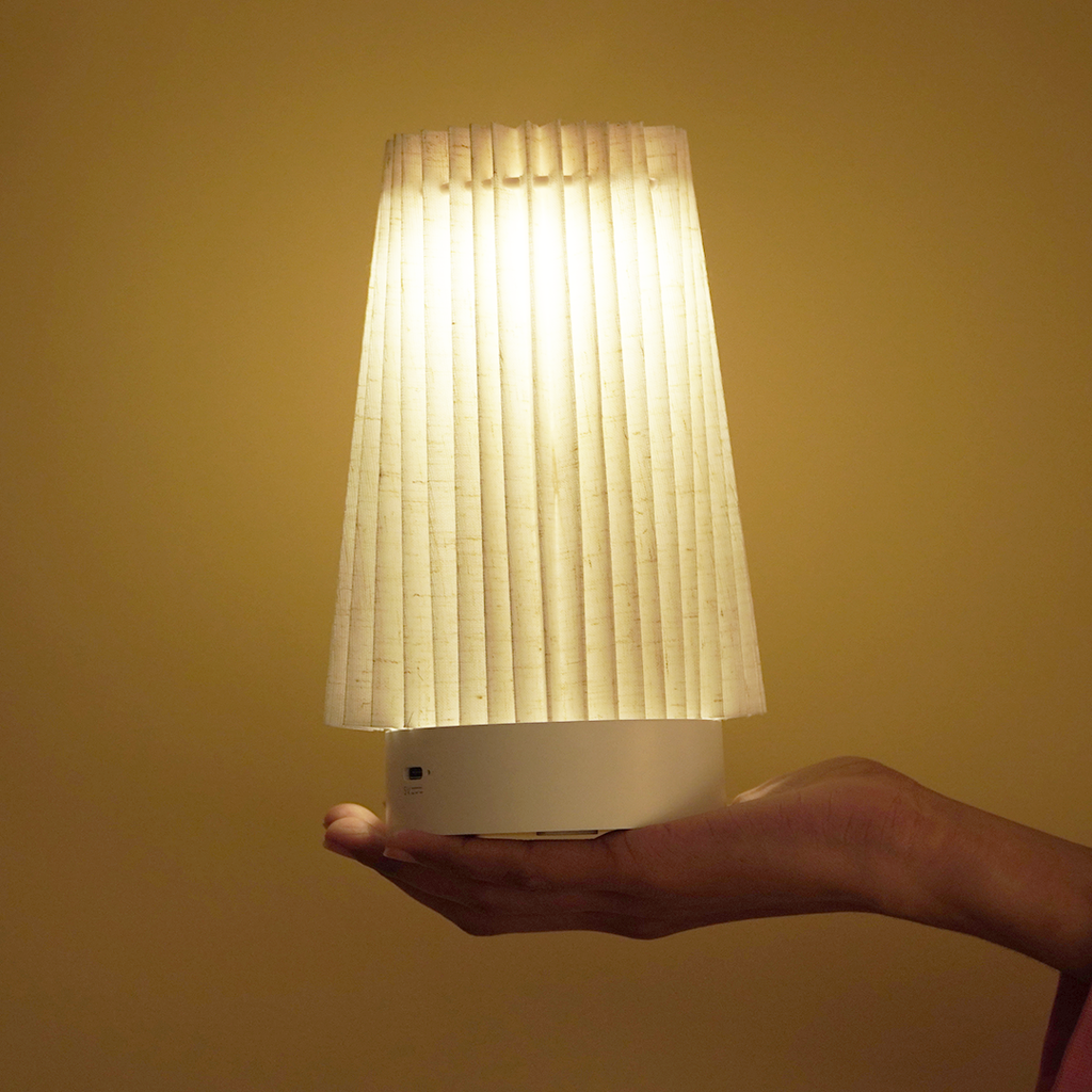 Minimalist Warm Glow Table Lamp with Pleated Fabric Shade – Soft Ambient Night Lamp for Bedroom & Living Room