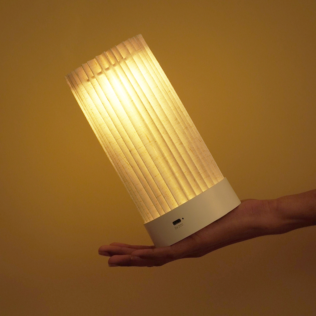 Minimalist Warm Glow Table Lamp with Pleated Fabric Shade – Soft Ambient Night Lamp for Bedroom & Living Room