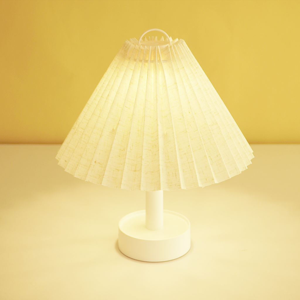Minimalist Warm Glow Table Lamp with Pleated Fabric Shade – Soft Ambient Night Lamp for Bedroom & Living Room