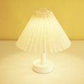 Minimalist Warm Glow Table Lamp with Pleated Fabric Shade – Soft Ambient Night Lamp for Bedroom & Living Room