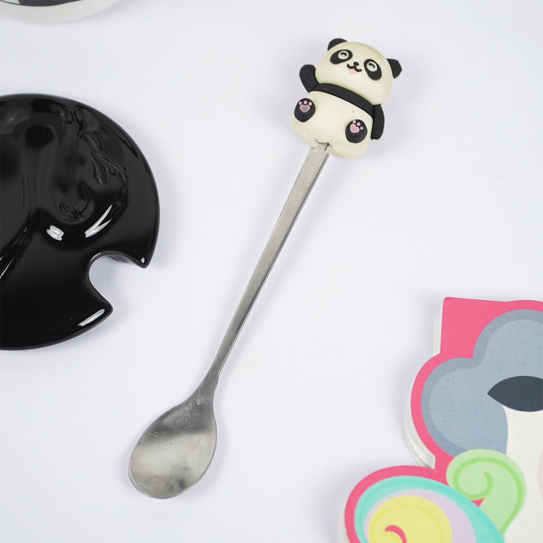 Lazy Panda Ceramic Coffee Mug with Lid & Spoon | Cute Panda Design | Tea & Coffee Mug for Home & Office | Gift Mug
